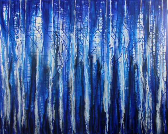 Blue Falls (ART-17763-116322) - Handpainted Art Painting - 60in X 48in
