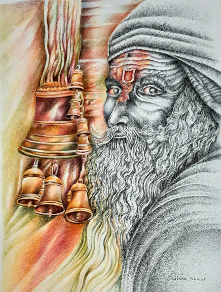 Bells Sacrifice (ART-17761-116288) - Handpainted Art Painting - 11in X 16in