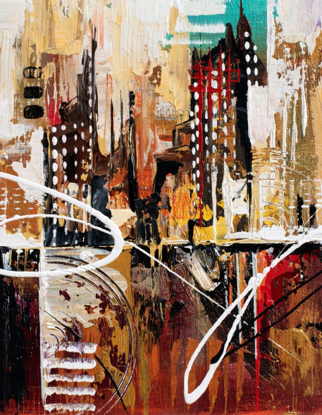 Urban Symphony (ART-16885-116194) - Handpainted Art Painting - 36in X 48in