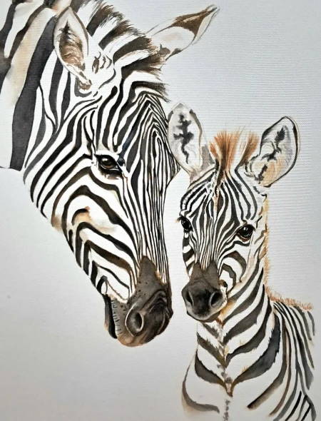 Perfect Duo (ART-8803-116302) - Handpainted Art Painting - 14in X 18in