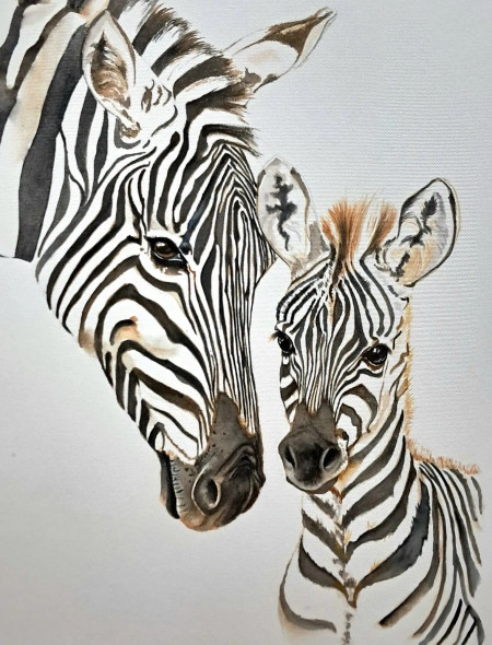 Perfect Duo (ART-8803-116302) - Handpainted Art Painting - 14in X 18in