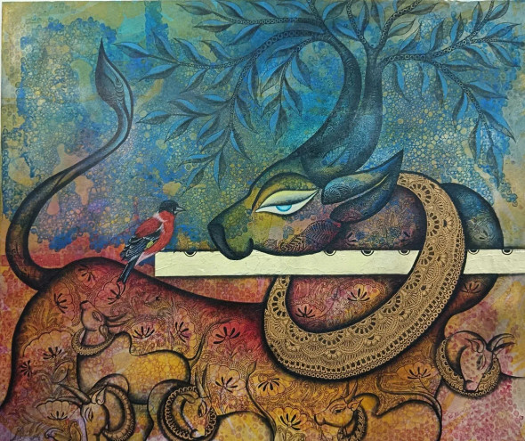 Divine Harmony (ART-7431-116367) - Handpainted Art Painting - 36in X 29in