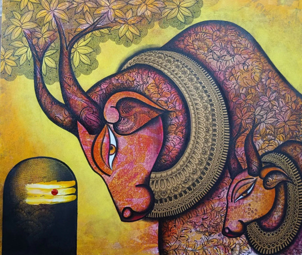 Devotion (ART-7431-116369) - Handpainted Art Painting - 36in X 29in