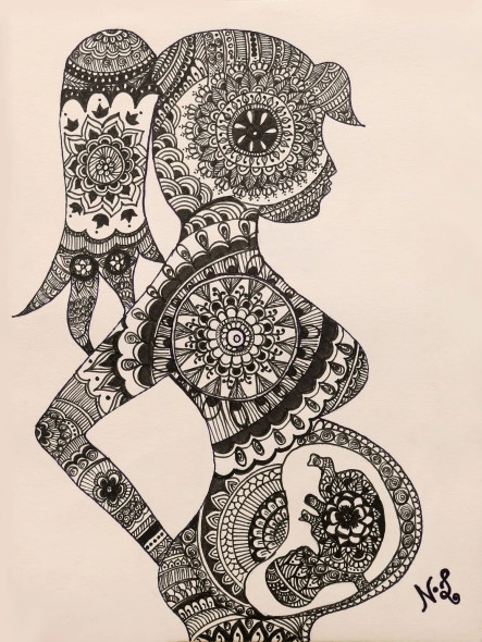 Motherhood In Mandalas (PRT-17633-116349) - Canvas Art Print - 14in X 18in