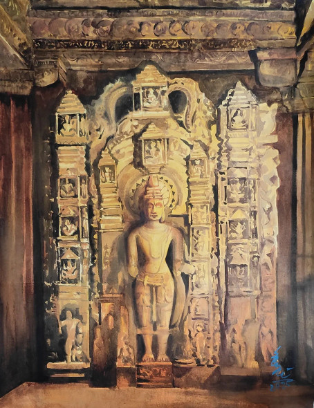 Lord Vishnu (PRT-7901-116265) - Canvas Art Print - 28in X 36in