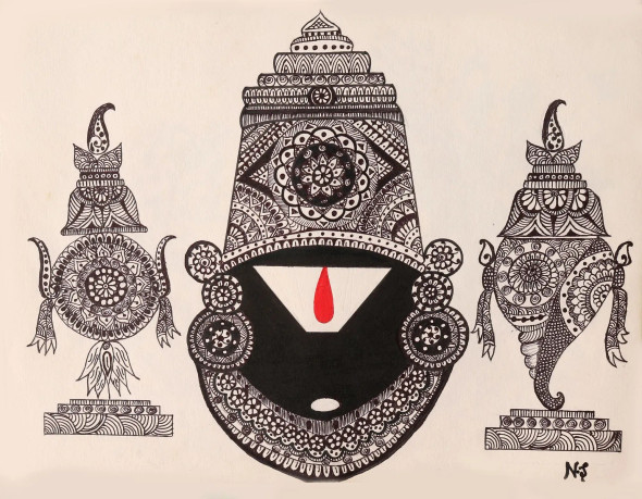 Lord Balaji Mandala Art (PRT-17633-116348) - Canvas Art Print - 18in X 14in