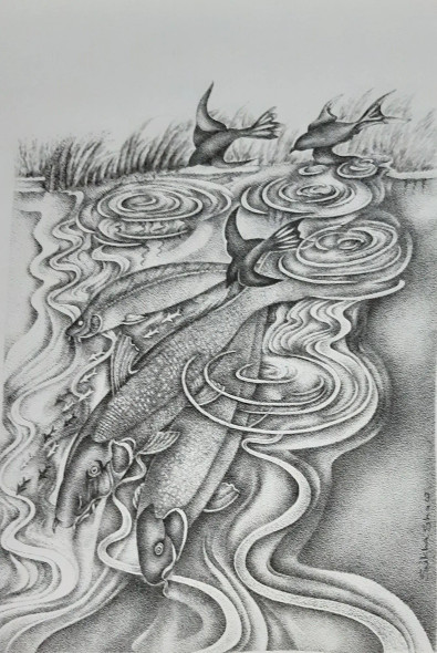 Water (ART-17761-116333) - Handpainted Art Painting - 11in X 16in