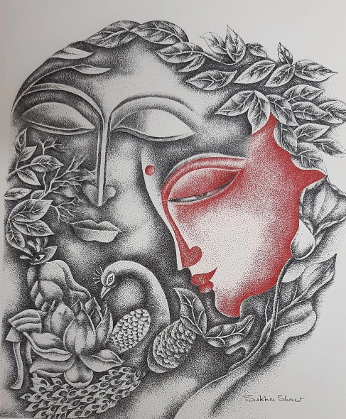 Affection (ART-17761-116389) - Handpainted Art Painting - 10in X 11in