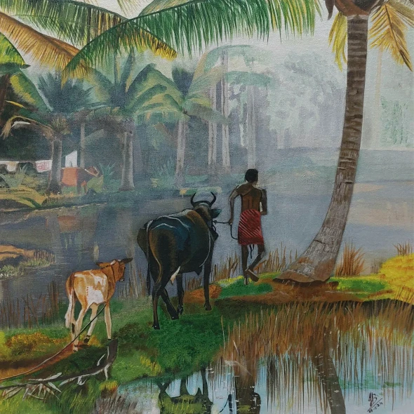 Village Of India 06 (PRT-5839-116370) - Canvas Art Print - 24in X 24in