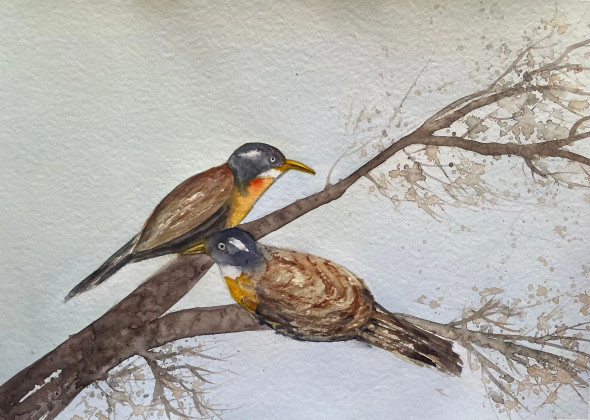 Bird 40 (ART-8841-116489) - Handpainted Art Painting - 11in X 8in