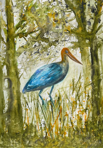 Bird 30 (ART-8841-116496) - Handpainted Art Painting - 8in X 11in