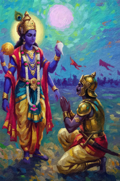 The Eternal Guide Of Dharma (PRT-15697-116517) - Canvas Art Print - 24in X 36in