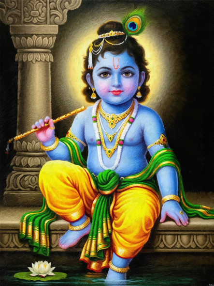 The Enchanted Flute Bearer (PRT-15697-116518) - Canvas Art Print - 27in X 36in