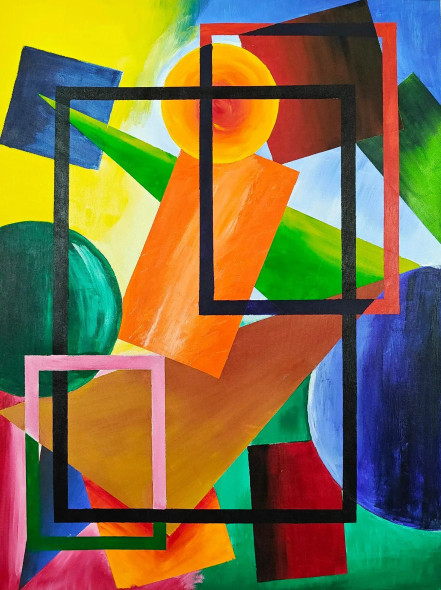 Geometry In Motion (ART-17802-116554) - Handpainted Art Painting - 30in X 40in