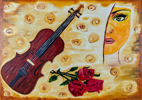 Whispers Of The Heart (ART-17802-116545) - Handpainted Art Painting - 39in X 28in