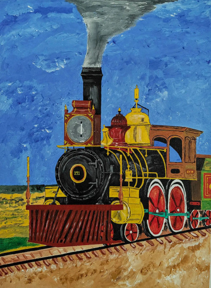 The Golden Age Of Steam (ART-17802-116543) - Handpainted Art Painting - 28in X 39in