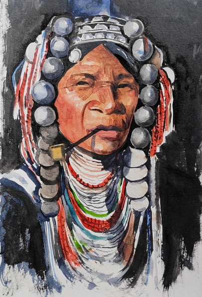 Tribatian (ART-7901-116701) - Handpainted Art Painting - 8in X 10in