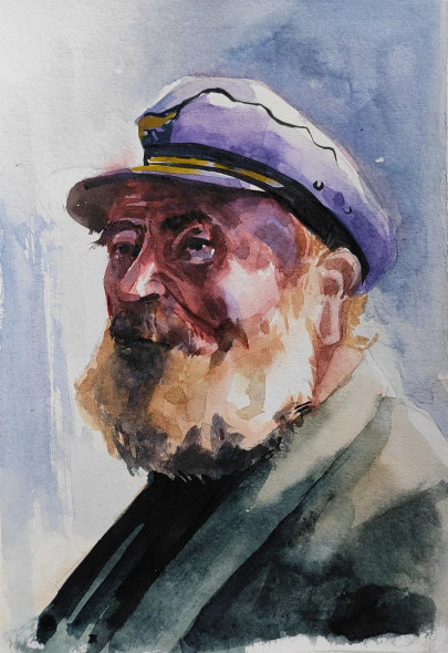 Old Man (ART-7901-116713) - Handpainted Art Painting - 8in X 10in