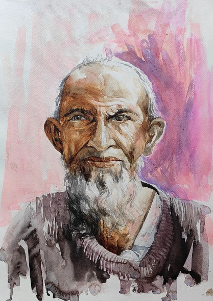 Majhi (ART-7901-116640) - Handpainted Art Painting - 12in X 16in