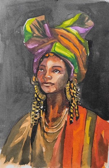 The Girl (ART-7901-116714) - Handpainted Art Painting - 8in X 10in