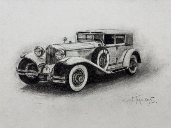 1932 Auburn 12 Salon Sedan (ART-15644-116750) - Handpainted Art Painting - 16in X 12in