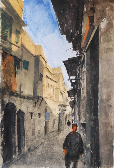 Indian City (ART-7901-116728) - Handpainted Art Painting - 8in X 10in