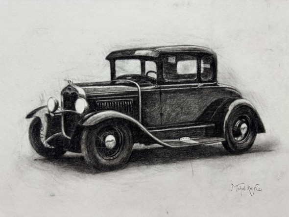 1931 Ford Model A Coupe (ART-15644-116747) - Handpainted Art Painting - 16in X 12in