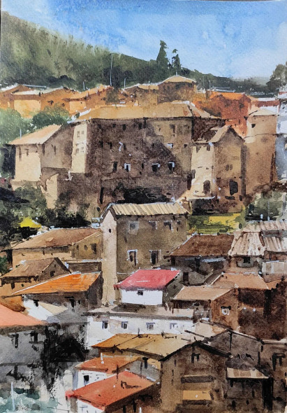 Household (ART-7901-116793) - Handpainted Art Painting - 8in X 12in