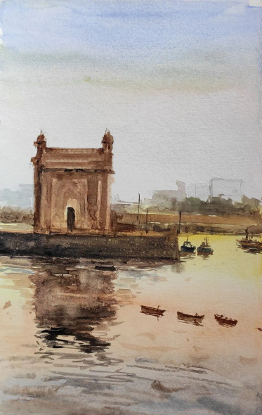Gate (ART-7901-116774) - Handpainted Art Painting - 8in X 11in