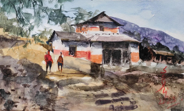 Household (ART-7901-116768) - Handpainted Art Painting - 11in X 8in