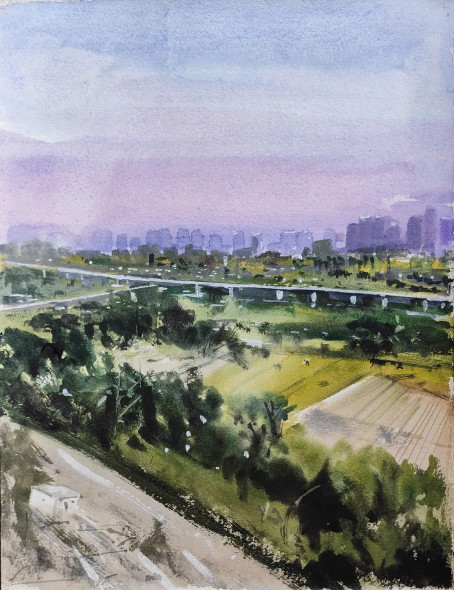 Top Visit City (ART-7901-116809) - Handpainted Art Painting - 8in X 11in