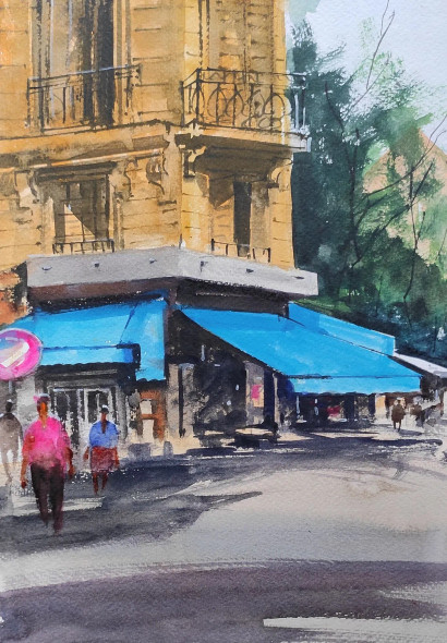 City (ART-7901-116804) - Handpainted Art Painting - 8in X 12in