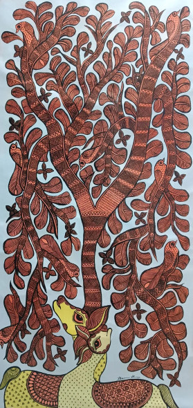 Pehli Kiran (ART-8725-116815) - Handpainted Art Painting - 30in X 60in