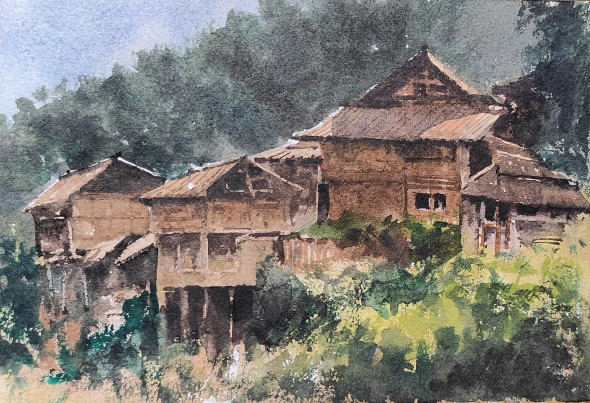 Household (ART-7901-116868) - Handpainted Art Painting - 11in X 8in