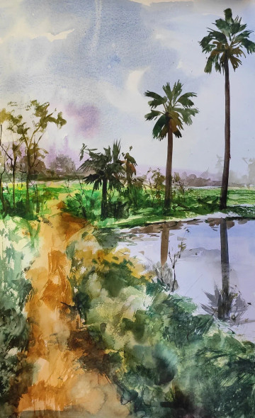 Village Series (ART-7901-116922) - Handpainted Art Painting - 14in X 22in