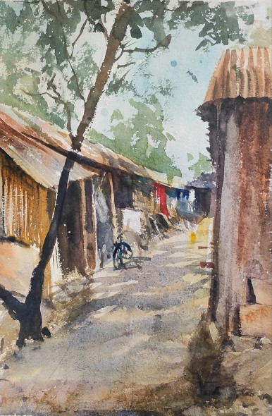 Village Series (ART-7901-117042) - Handpainted Art Painting - 15in X 23in