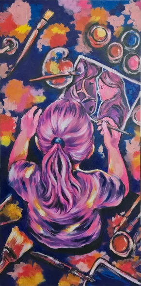 Splash Of Memories (ART-16516-116979) - Handpainted Art Painting - 18in X 36in