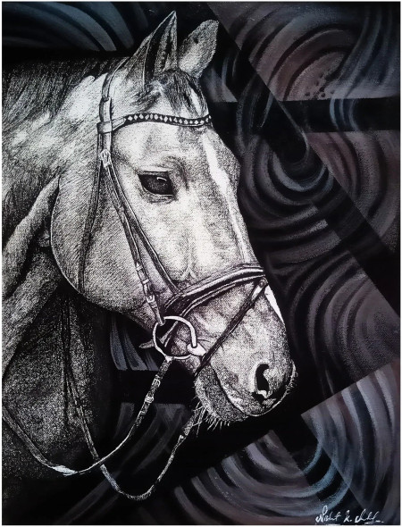 Equine Elegance – The Spirit Of Strength (ART-17843-116907) - Handpainted Art Painting - 12in X 16in