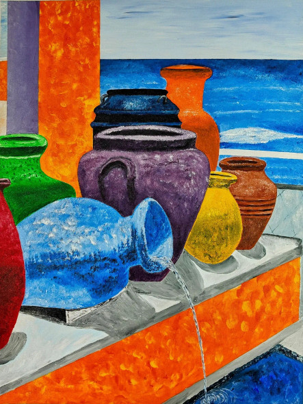 The Symphony Of Pots (ART-17802-117007) - Handpainted Art Painting - 29in X 39in