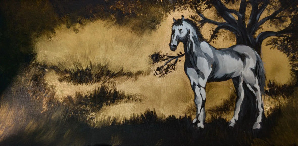 Lone Ranger 2 (ART-16516-116981) - Handpainted Art Painting - 18in X 24in