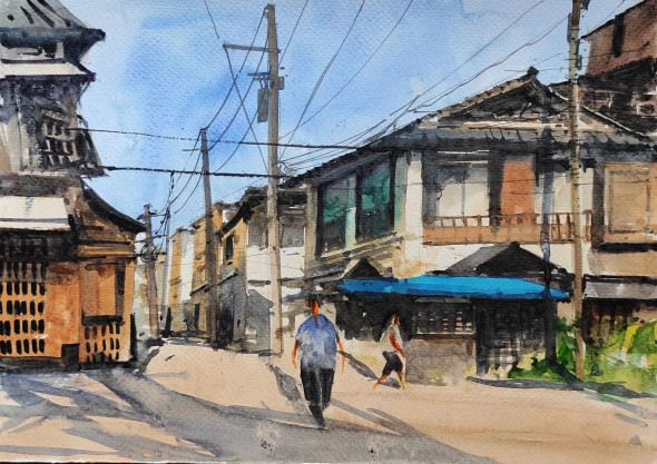 Household (ART-7901-116887) - Handpainted Art Painting - 12in X 8in