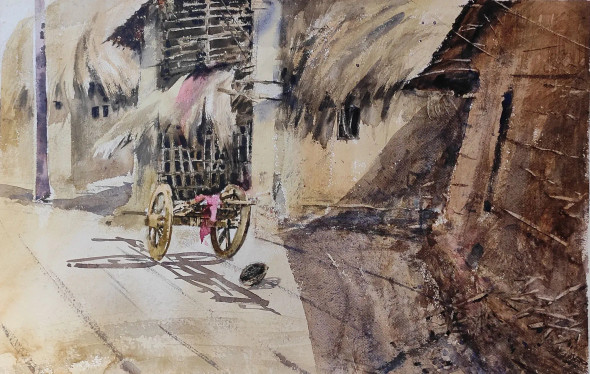 Village Series (ART-7901-116929) - Handpainted Art Painting - 23in X 15in
