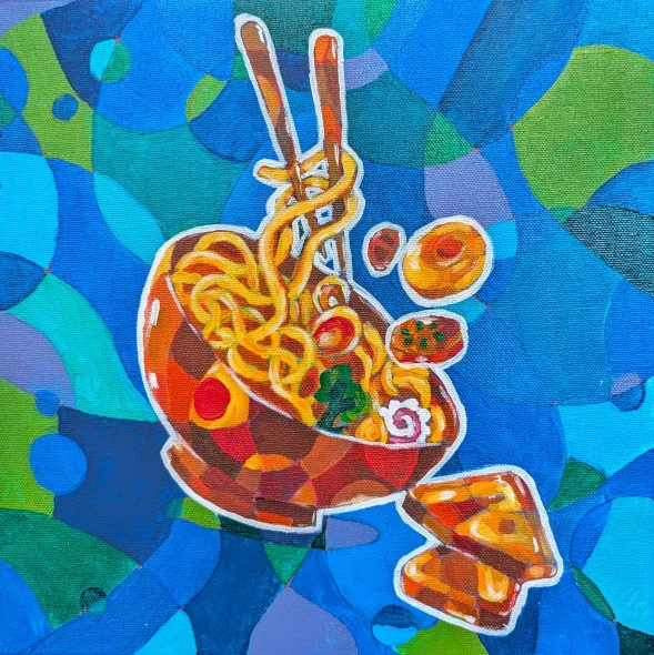 Slurrppp Therapy (ART-16516-116989) - Handpainted Art Painting - 12in X 12in