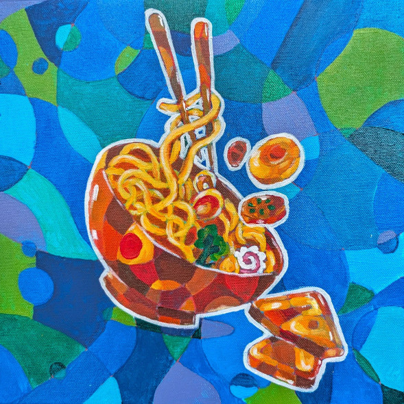 Slurrppp Therapy (ART-16516-116989) - Handpainted Art Painting - 12in X 12in