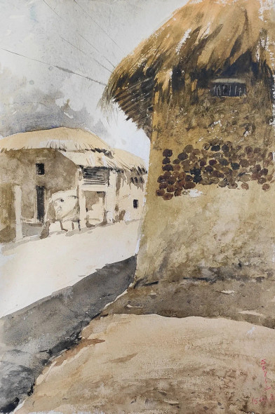 Village Series (ART-7901-117041) - Handpainted Art Painting - 15in X 23in