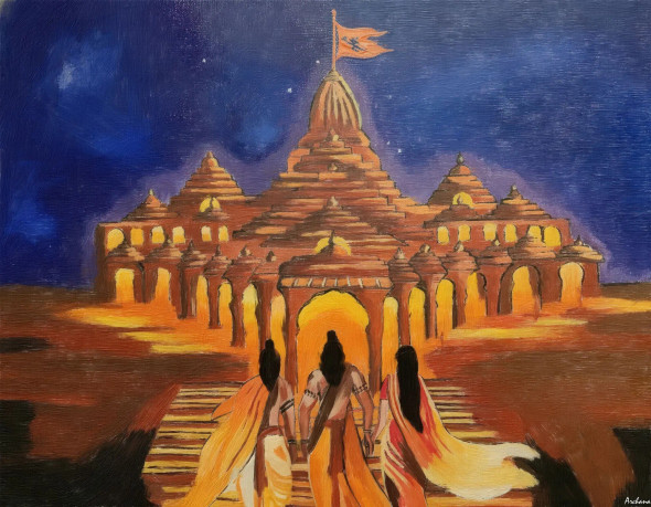 The Night Ayodhya Awoke (PRT-15697-117046) - Canvas Art Print - 60in X 47in