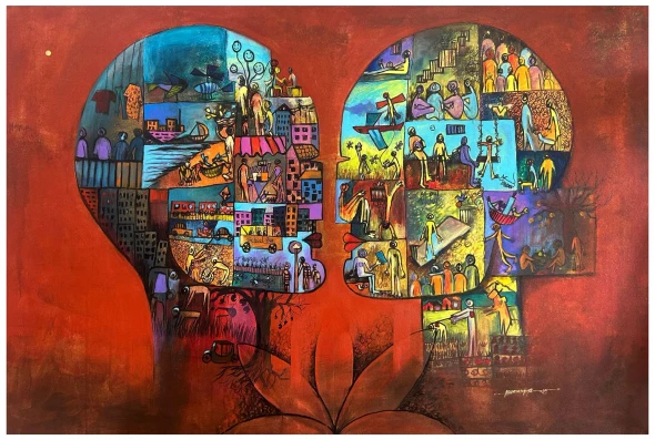 Between Of Two (ART-16405-117160) - Handpainted Art Painting - 72in X 48in