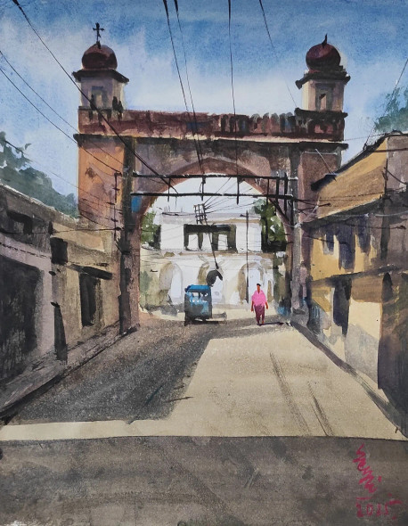 The Gate (ART-7901-117118) - Handpainted Art Painting - 11in X 14in