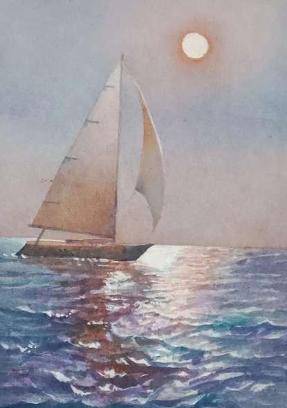 Boat (ART-15604-117135) - Handpainted Art Painting - 11in X 15in