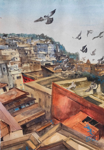 Rooftop View (PRT-7901-117127) - Canvas Art Print - 21in X 30in